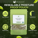 Biokoma Organic Lady's Mantle Herb 1.76 oz - Loose Herbal Tea Alchemilla Vulgaris - USDA Organic Leaves - Resealable Moisture Proof Pouch - No
