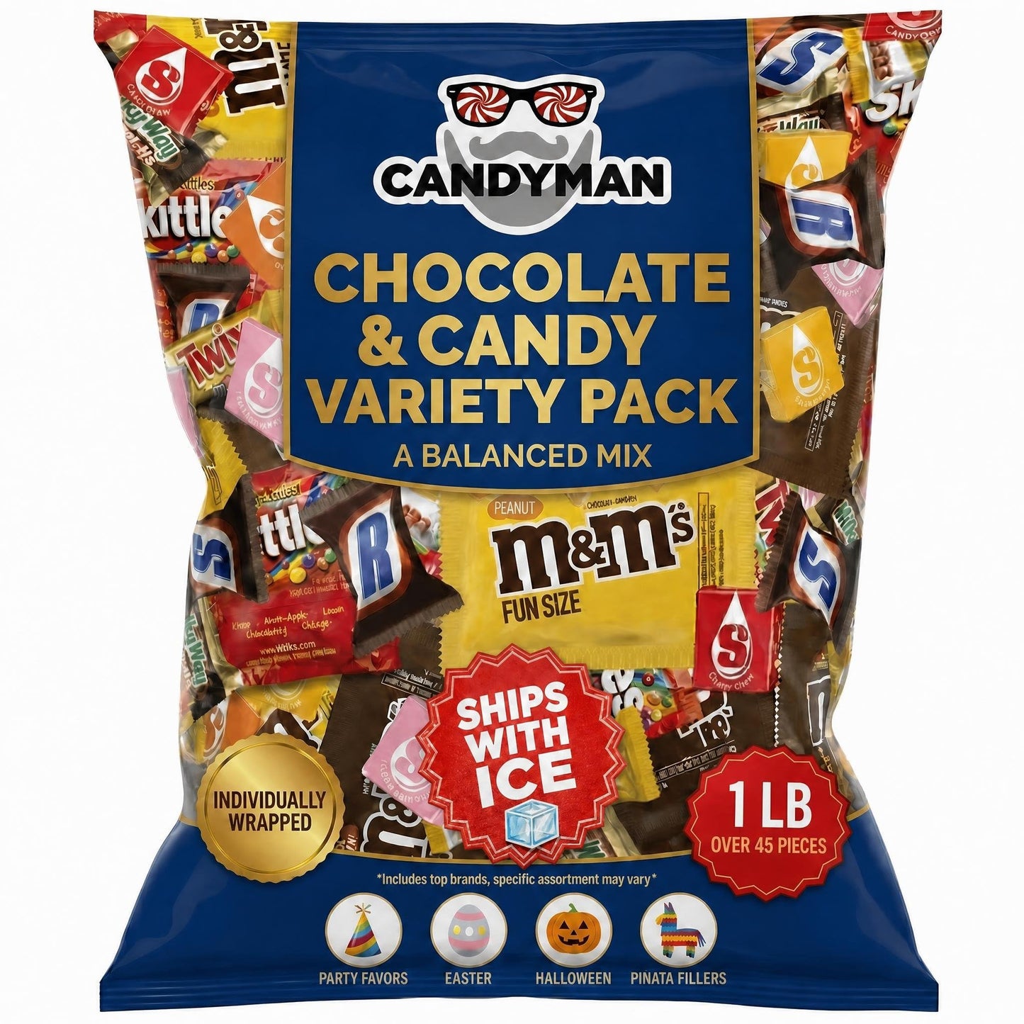 Candyman Chocolate Candy Variety Pack, 1lb Assorted Bulk Candy