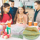 WXLDGHQ Serve 35 Guests Sage Green and Gold Party Supplies,7 Inch Disposable Sage Green Dessert Paper Plates and Napkins for Wedding Birthday Party