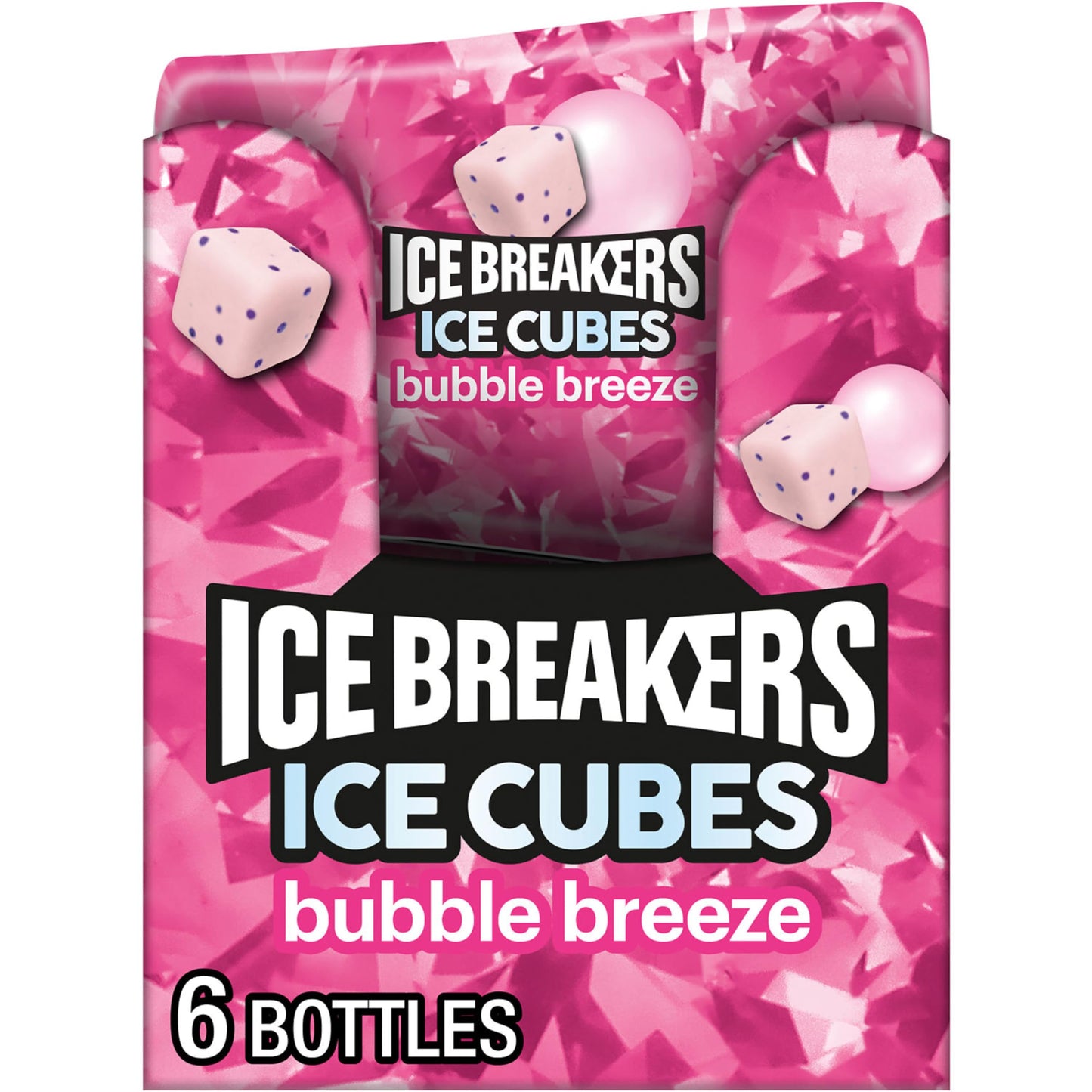 ICE BREAKERS Ice Cubes Bubble Breeze Flavored Sugar Free Chewing Gum Bottles, 3.24 oz (6 Count, 40 Pieces)