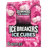 ICE BREAKERS Ice Cubes Bubble Breeze Flavored Sugar Free Chewing Gum Bottles, 3.24 oz (6 Count, 40 Pieces)