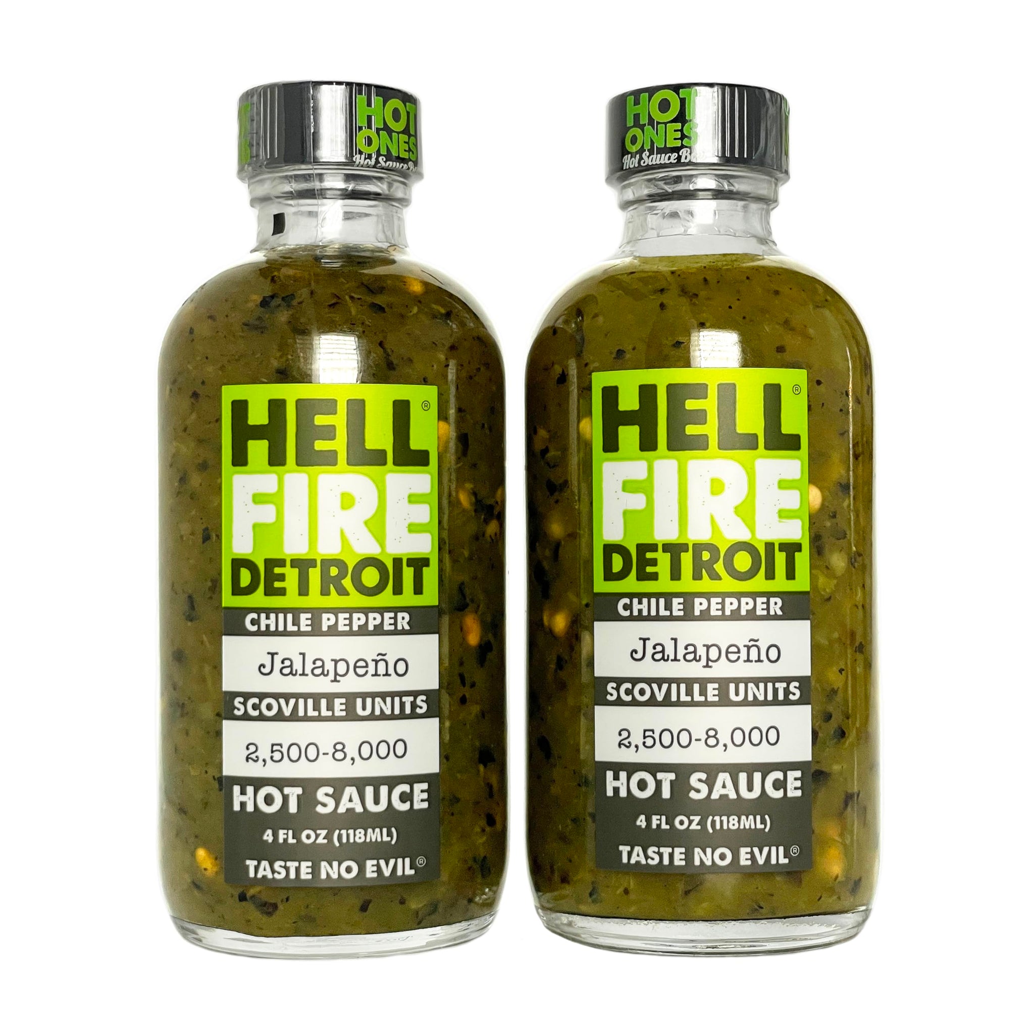 Hell Fire Detroit Jalapeño Hot Sauce (Medium), Crafted with Fresh, Fire-Roasted Jalapeño Chile Peppers, All-Natural, Vegan, Gluten-Free, Low Sodium