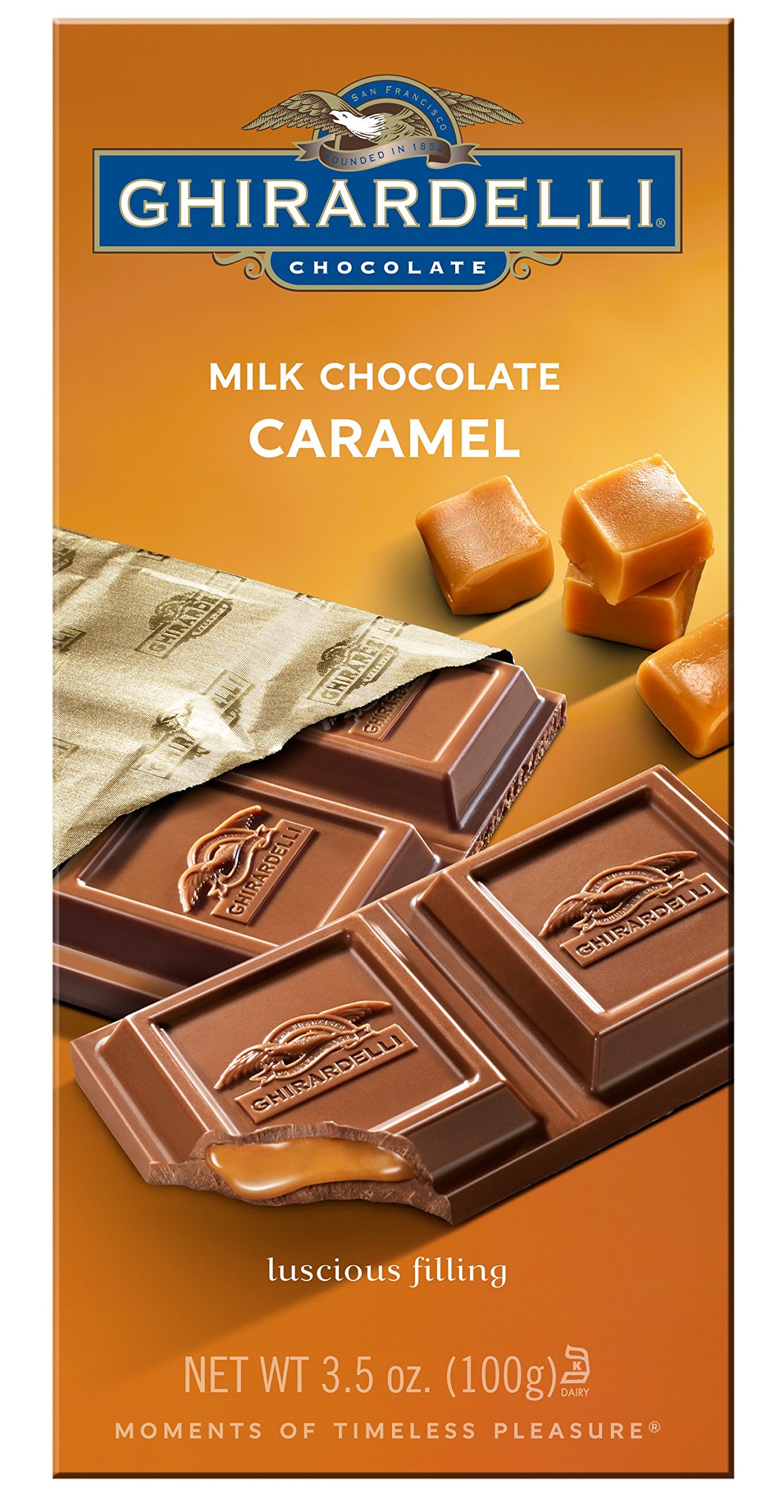 Ghirardelli Chocolate Bar, Milk and Caramel, 3.5 oz., 6 Count