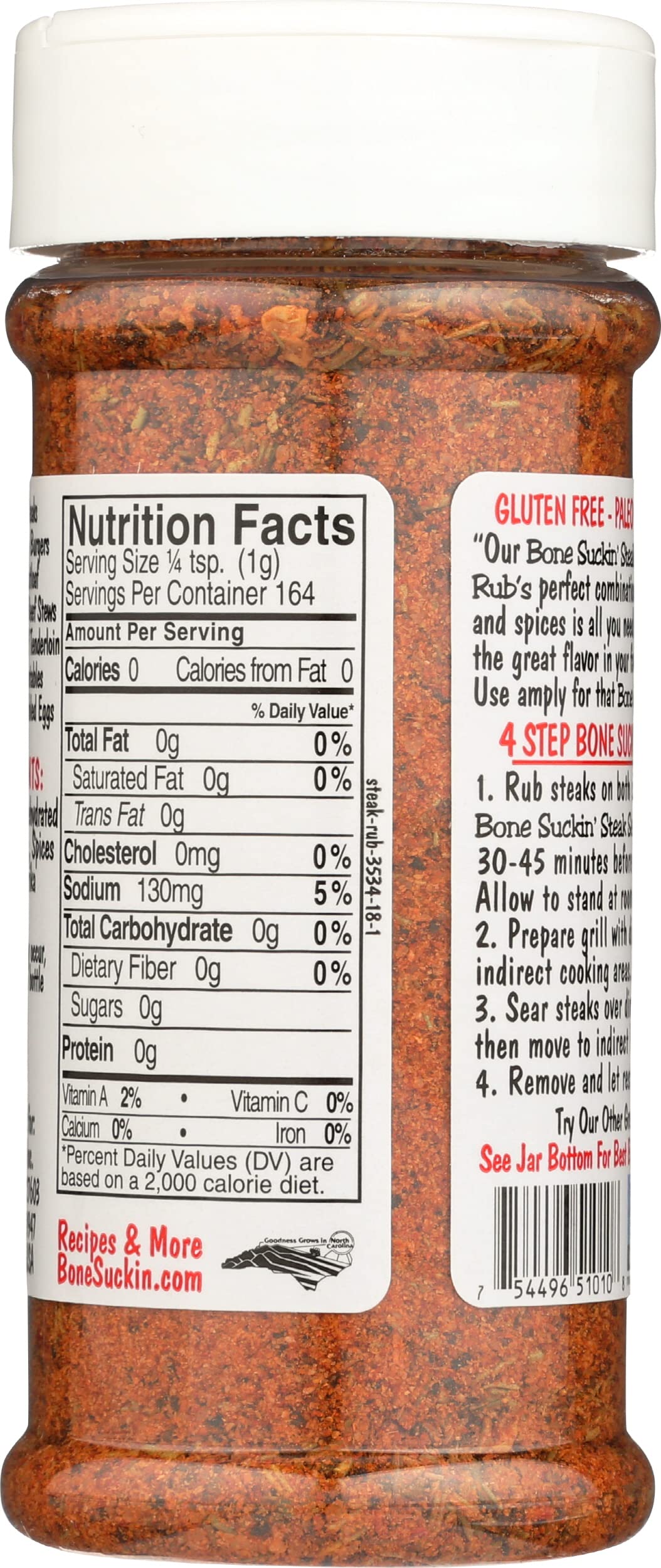 Bone Suckin' Steak Seasoning & Rub, 5.8 Oz - Grilling Rub, Dry Beef Rub, For Oven, Grilling & Pan Searing - Gluten-Free, Non-GMO, Sugar Free,Kosher