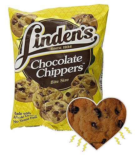 Linden's Chocolate Chip Chippers Cookies - 2 oz Bags - 36 Bags- With Exclusive InPrimeTime Cookie Heart Magnet
