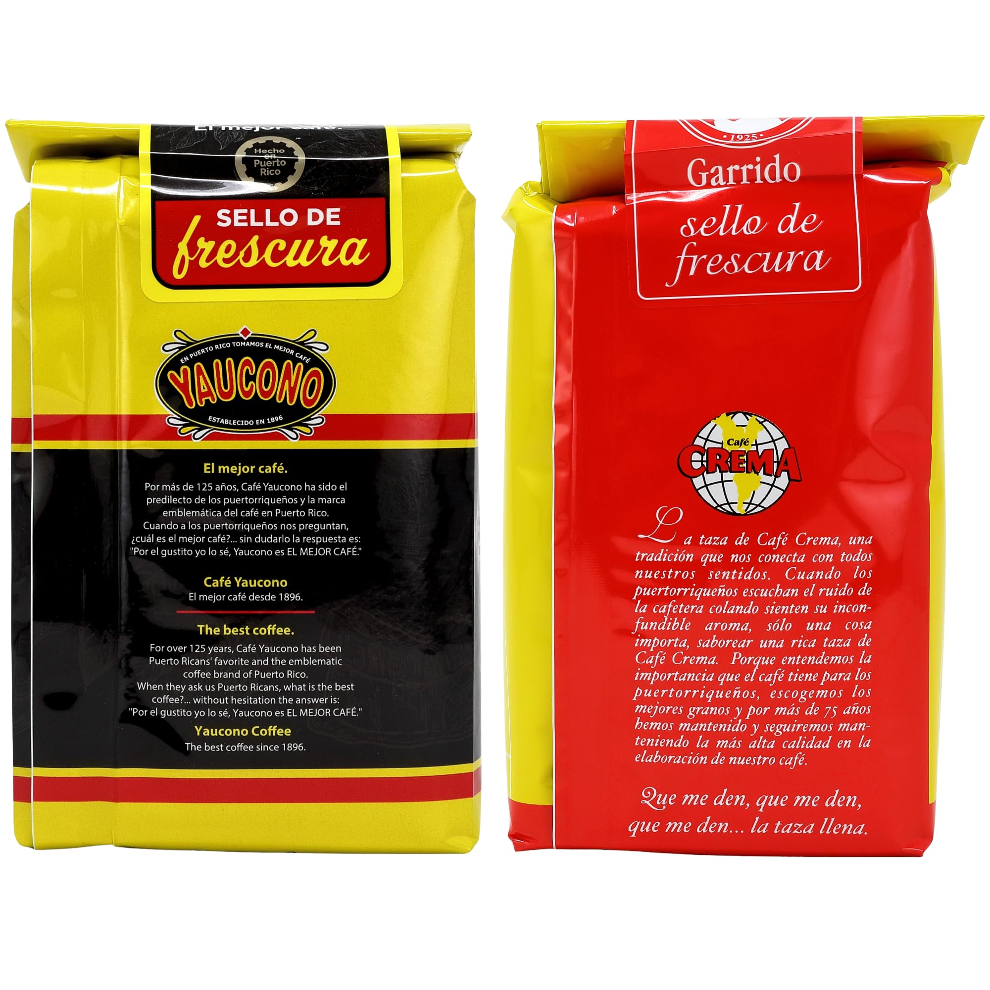 Yaucono Coffee and Cafe Crema Puerto Rican Ground Coffee Variety 8 Ounce Bags