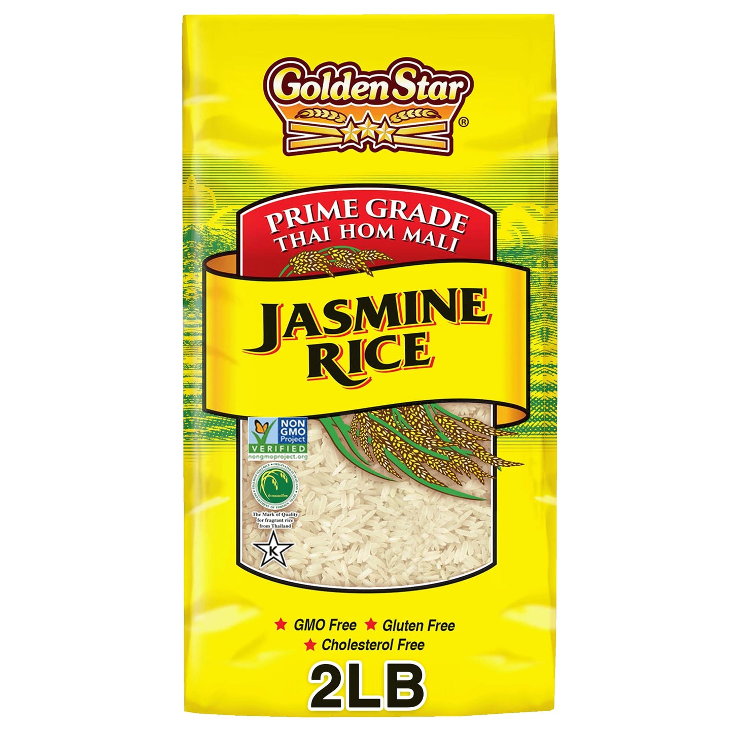 Golden Star Thai Hom Mali Jasmine Rice - Prime Grade White Rice, 2 lb