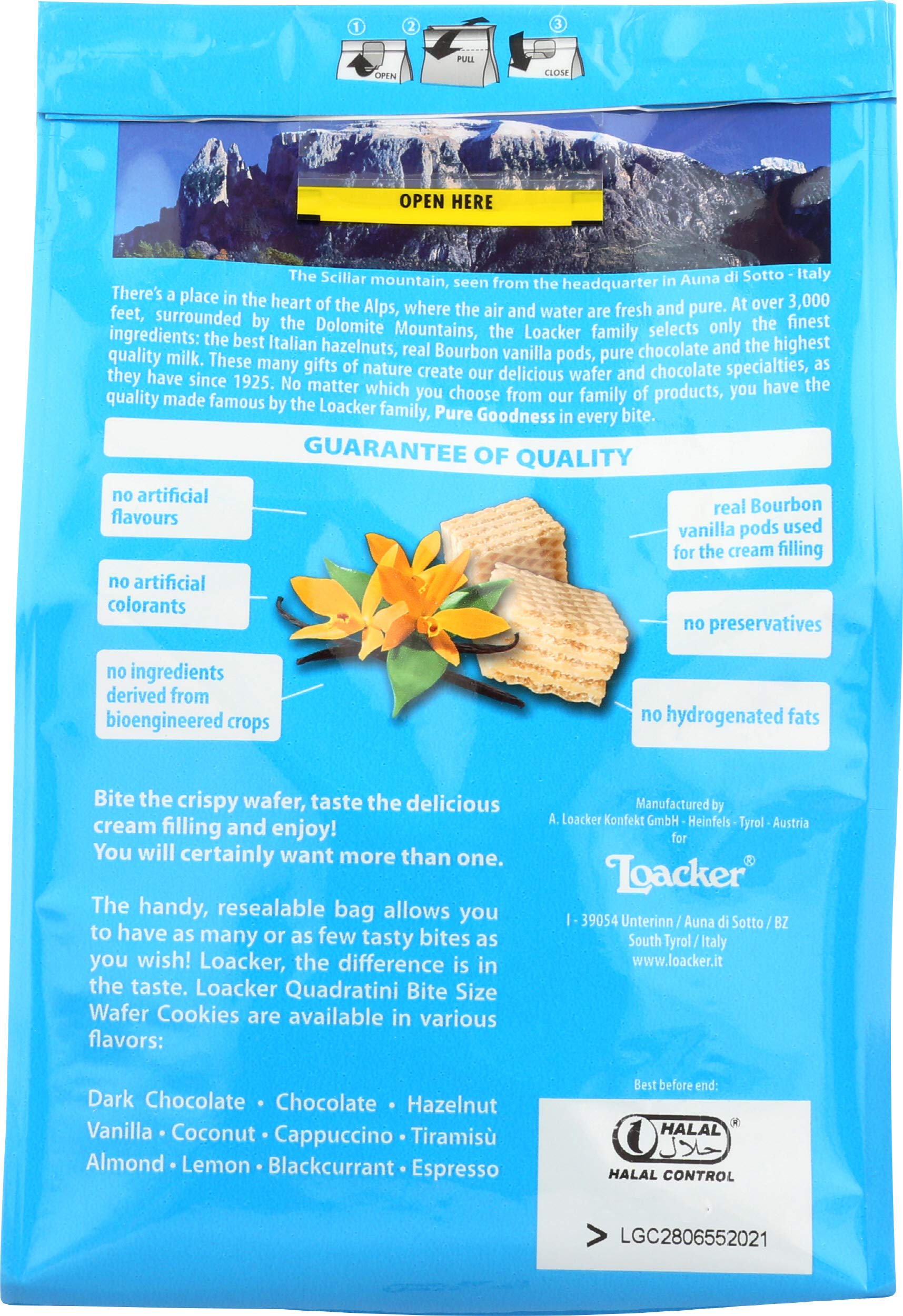 Loacker Quadratini Vanilla Wafer Cookies, 8.82-Ounce Packages (Pack of 8)