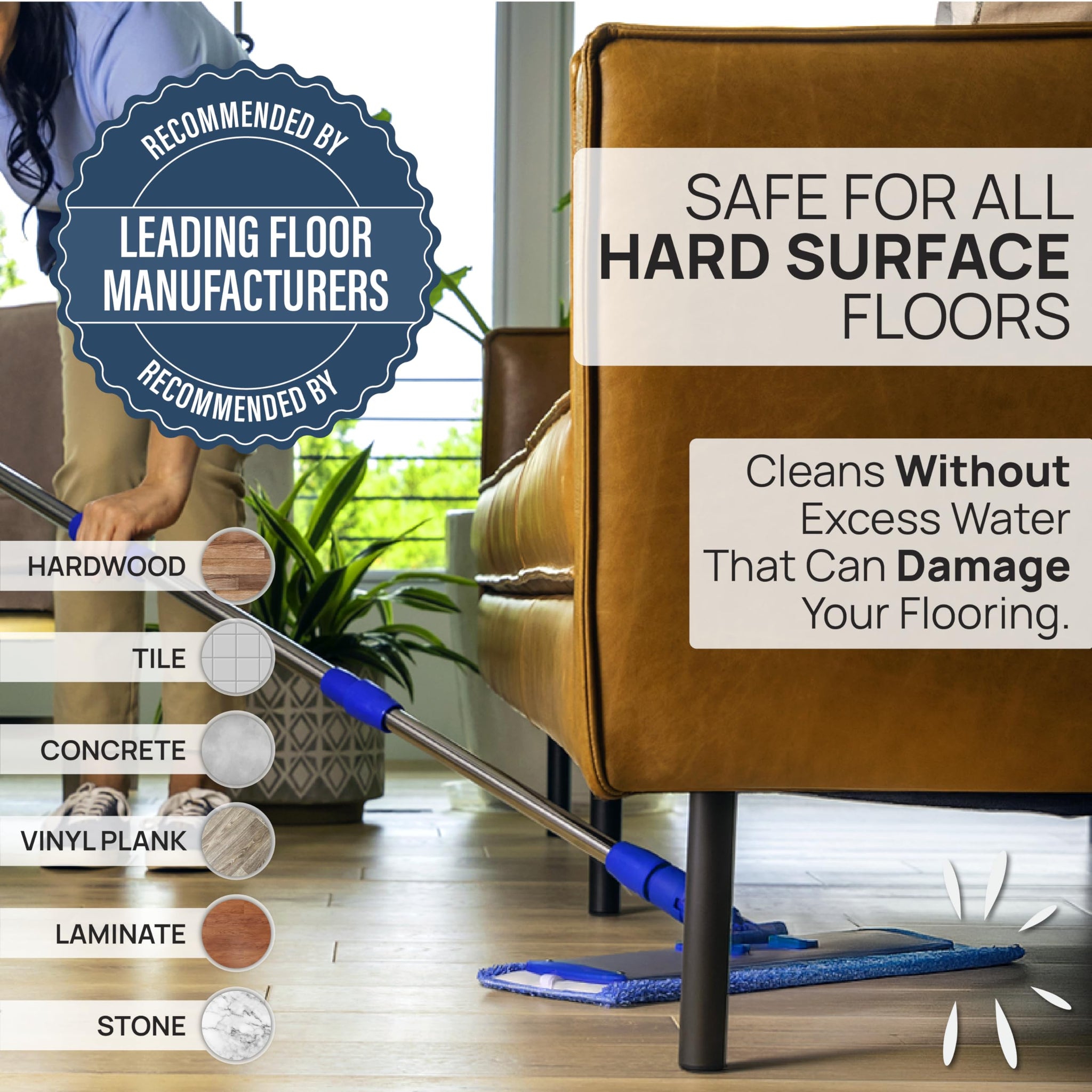 18” Pro Microfiber Hardwood Floor Mop - Cleans Floor in Seconds | Dust & Wet Mopping | Hardwood, Tile, Laminate & Vinyl with 3 Washable Pads, No