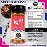 Pit Boss Pulled Pork Premium BBQ Barbecue Mixed Seasoning Spice & Rub Rub 4 pk Choice Bundle (26.8 oz) + Guide & Keychain Bottle Opener (6 Items)!