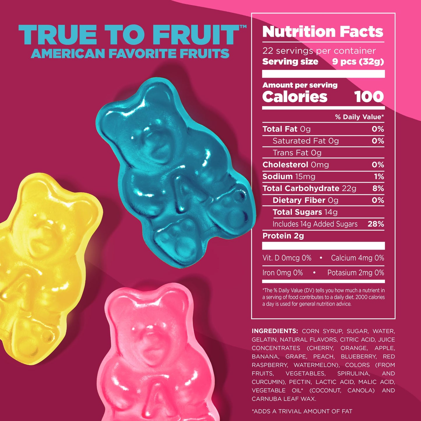 Albanese World's Best True to Fruit American Favorite Fruits Gummies | 25oz Bag of Candy | 10 Natural Flavors and Colors, Soft Gummy Bears | Tastes