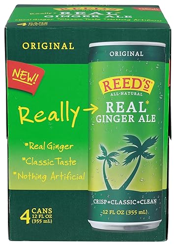 Reeds Ginger Brew, Soda Real Ginger Ale, 12 Fl Oz, 4 Pack