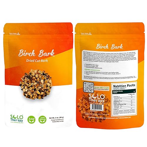 Birch Bark Dried Cut Herbal Tea - Resealable Bag - 56 grams - Premium Quality (Birch Bark)