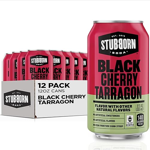 Stubborn Soda, Black Cherry Tarragon, 12 Fl Oz Cans (Pack of 12)