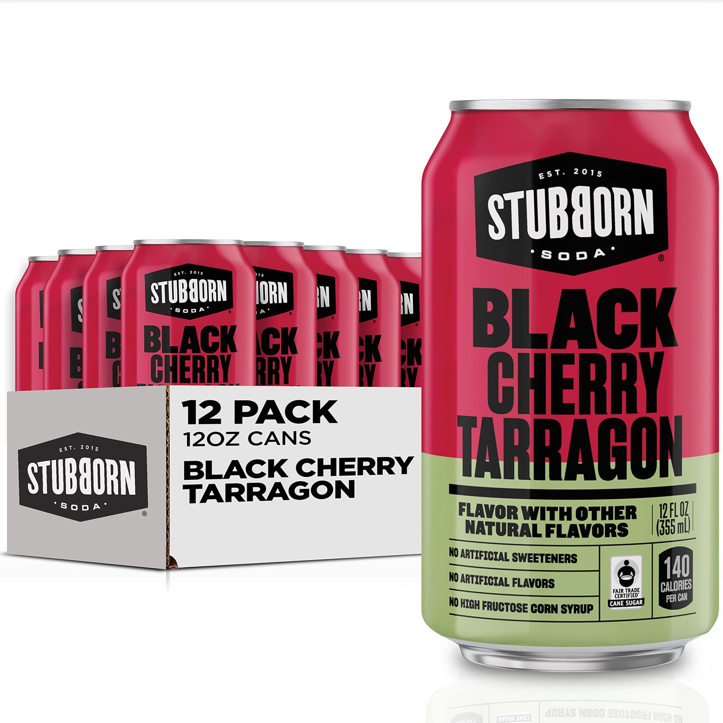 Stubborn Soda, Black Cherry Tarragon, 12 Fl Oz Cans (Pack of 12)
