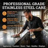 Thirteen Chefs Stainless Steel Cleaner and Polish for Fridge, Oven, Cooktop, Kitchen Appliances, BBQ and Ranges - 16oz