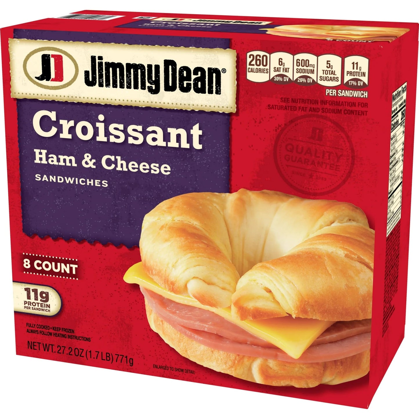 Salutem Vita - Ham & Cheese Croissant Sandwich Breakfast Delight, Frozen Meal Gift Set - Pack of 14