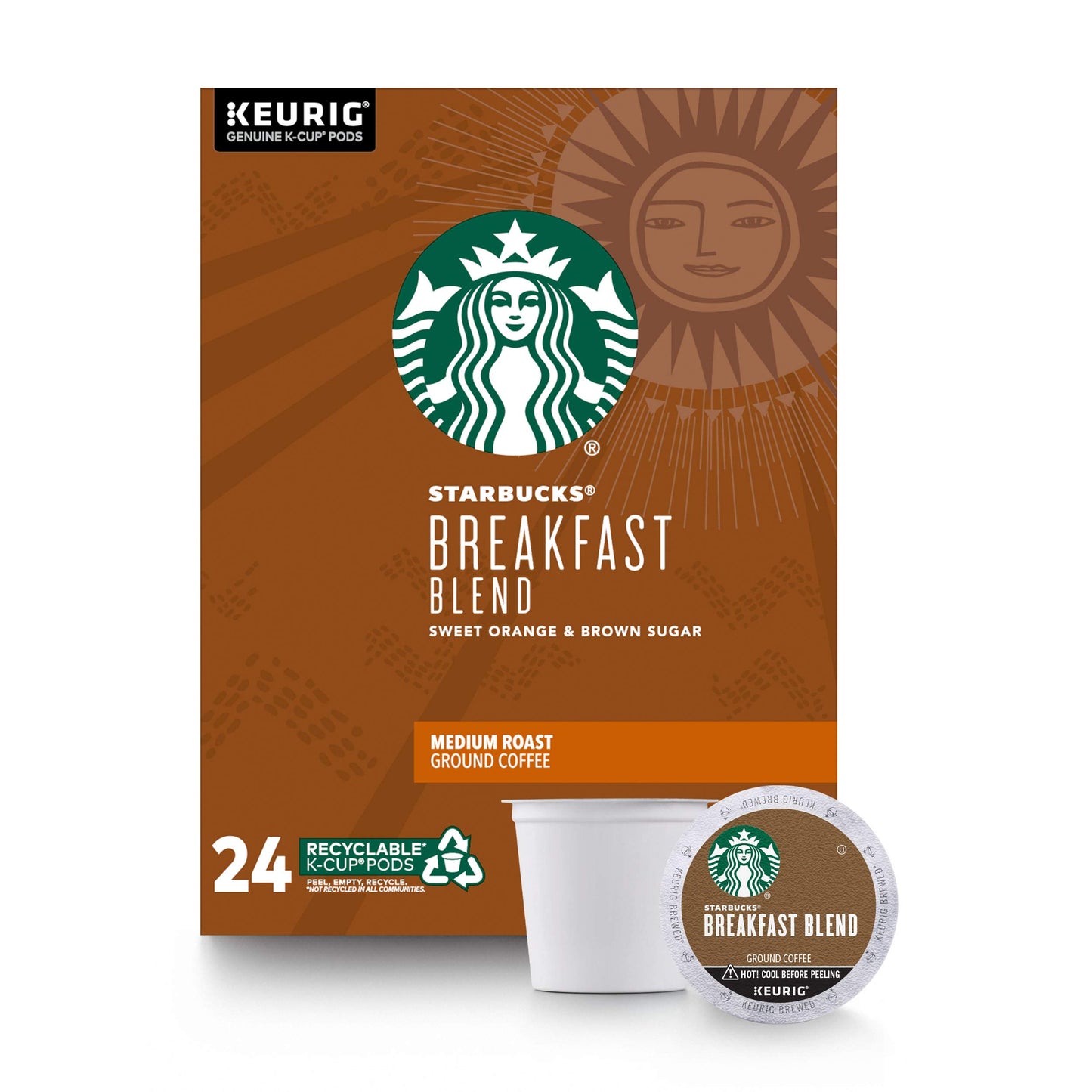 Starbucks Breakfast Blend Coffee K-Cups,24 K-Cups count,(0.44 OZ each)