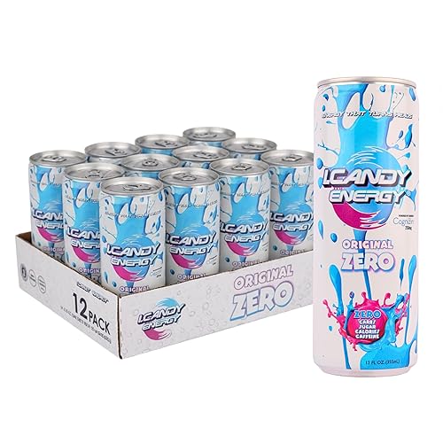 I.CANDY ZERO Energy Drink Caffeine Free, Sugar Free Energy Drinks 12 Pack 12 oz Cans, Zero Sugar Zero Calorie, 250mg Cognizin Citicoline, No Caffeine
