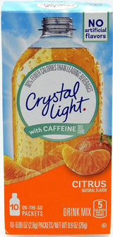 Crystal Light Caffeinated Drink Mix Variety Pack, Low Calorie Powdered Beverage Mix for Water Flavoring and Energy Drinks, Grape, Peach Mango, Wild