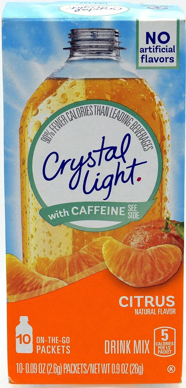 Crystal Light Caffeinated Drink Mix Variety Pack, Low Calorie Powdered Beverage Mix for Water Flavoring and Energy Drinks, Grape, Peach Mango, Wild