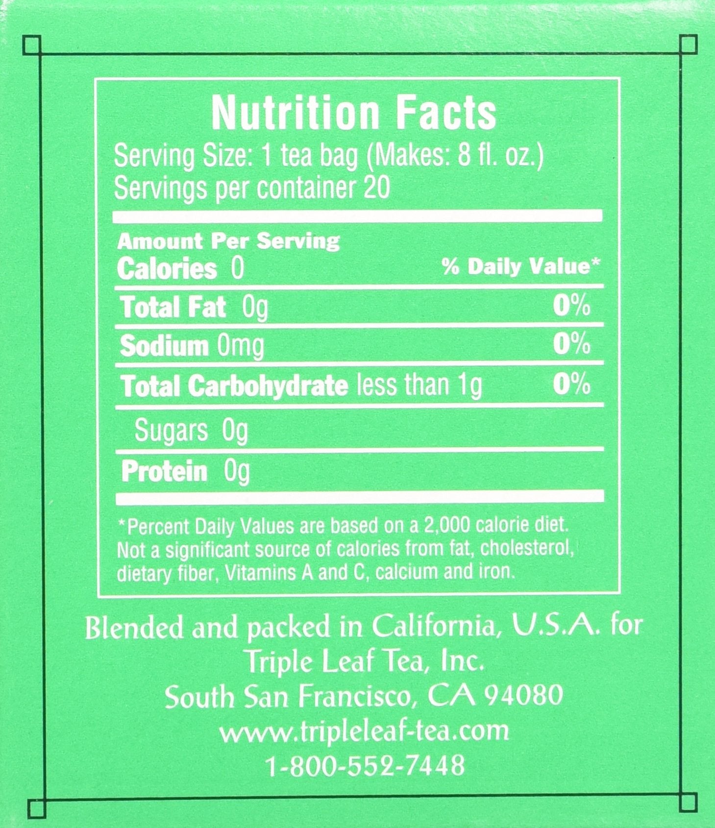 Triple Leaf Tea, Ginkgo & Decaf Green Tea, 20 Tea Bags 1.27 OZ (Pack of 6)