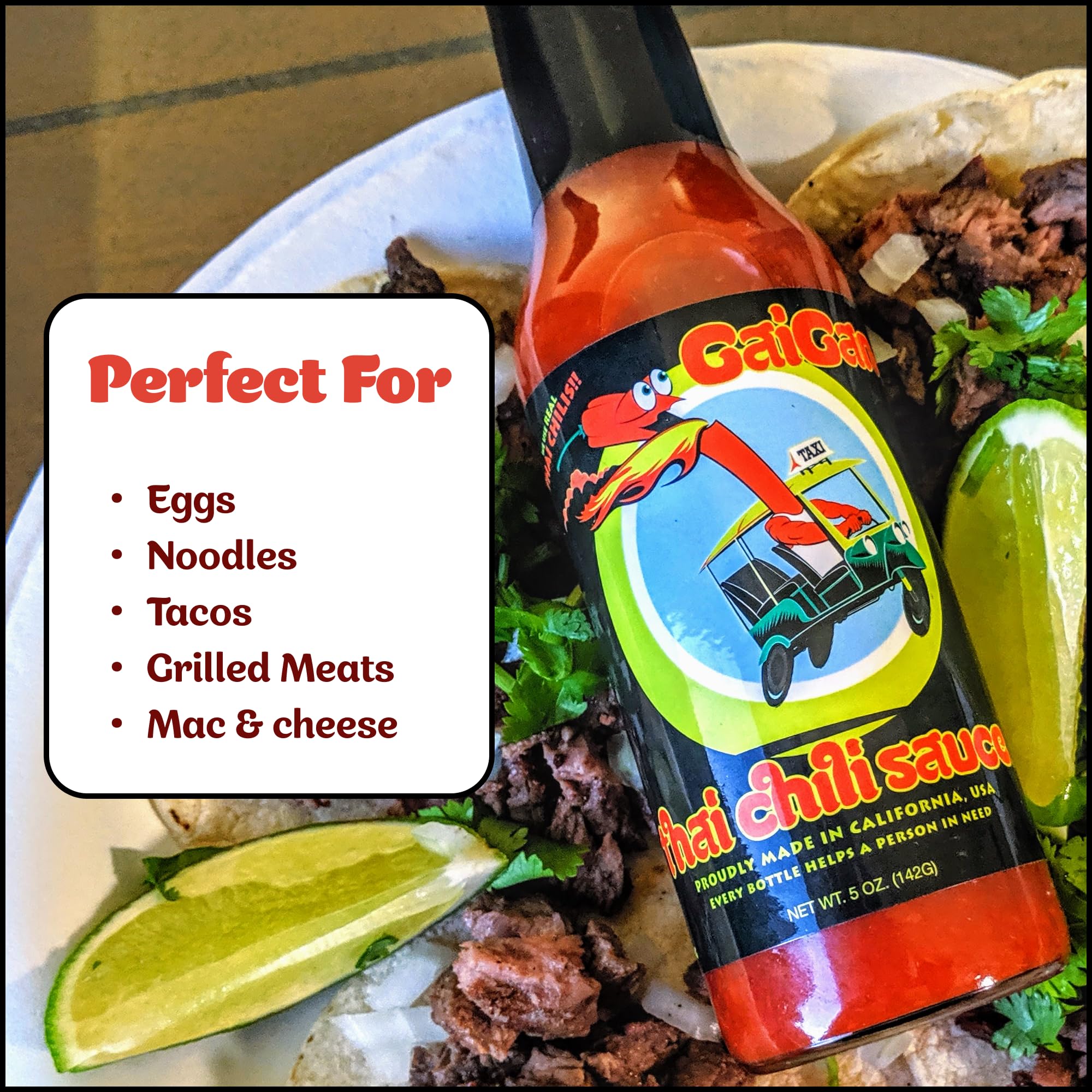 GaiGan - Thai Chili Pineapple Hot Sauce, Low-Calorie, All Natural Vegan Condiments with Low Sodium, Gluten Free & No Preservatives, 150 mL