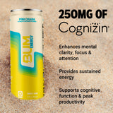 BUM Sugar-Free Energy Drink, Pina Colada - Lightly Carbonated & No Artificial Colors, Natural Caffeine & Citicoline for Energy & Focus, Brain Boost