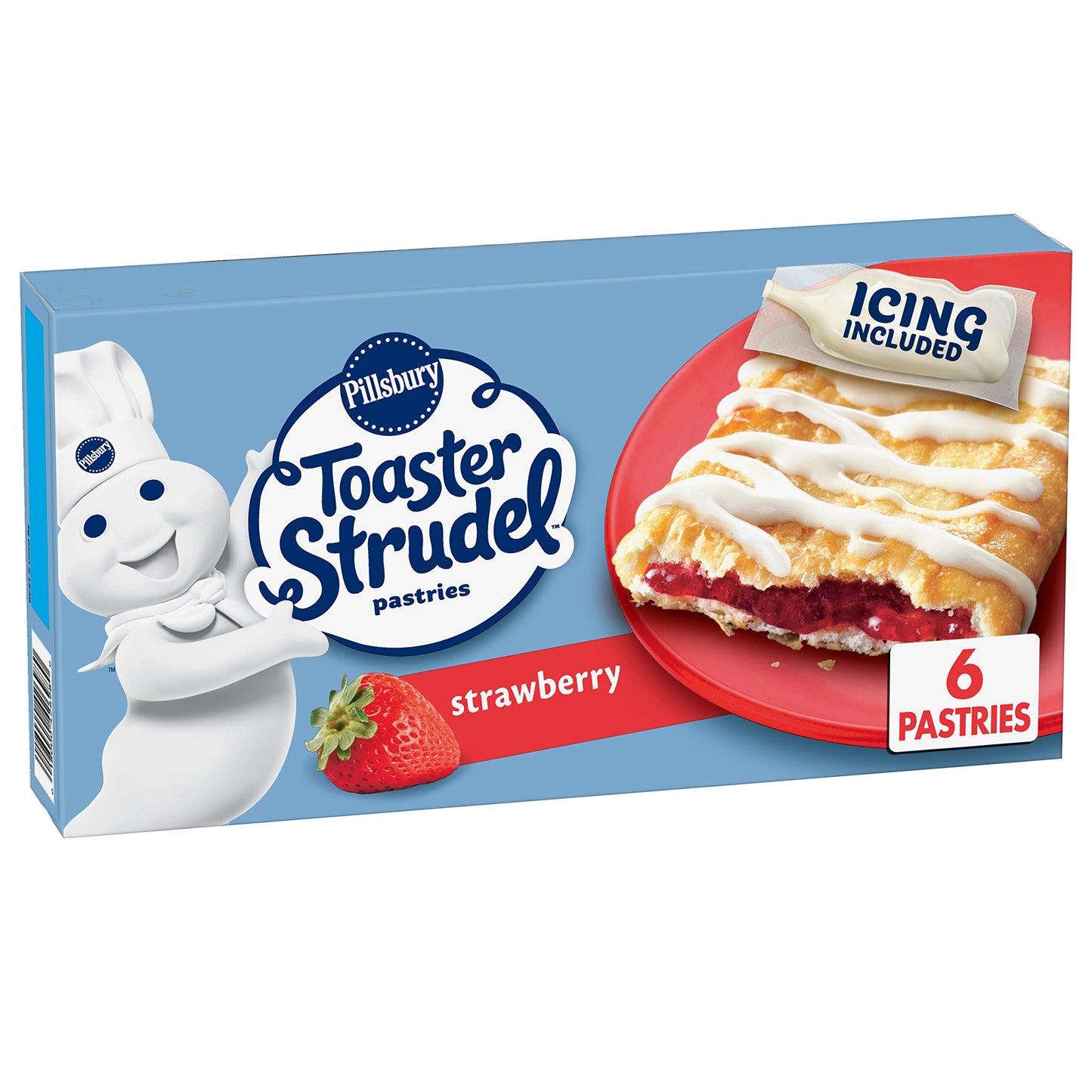 Pillsbury Toaster Strudel Frozen Pastries, Strawberry, 6 Ct, 11.7 oz