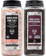Soeos Himalayan Pink Salt 39 oz + Whole Black Peppercorns 18 oz, Coarse Grain, Kosher Salt for Grinder Refill, Salt and Pepper Grinder, Non-GMO