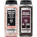 Soeos Himalayan Pink Salt 39 oz + Whole Black Peppercorns 18 oz, Coarse Grain, Kosher Salt for Grinder Refill, Salt and Pepper Grinder, Non-GMO
