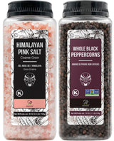 Soeos Himalayan Pink Salt 39 oz + Whole Black Peppercorns 18 oz, Coarse Grain, Kosher Salt for Grinder Refill, Salt and Pepper Grinder, Non-GMO