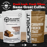 Blackout Coffee Cinnamon French Toast Flavored Ground Coffee - Medium Roast, Smooth Taste, Guilt-Free Indulgence - Freshly Roasted 12oz Pouch
