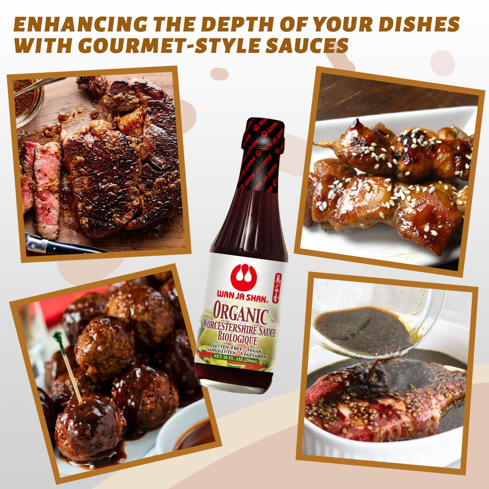 Wan Ja Shan Organic Worcestershire Sauce USDA Organic, Umami-Rich Flavor | Marinade, Glaze, Dressing & Dipping Sauce | Non GMO, Vegan, Kosher Parve