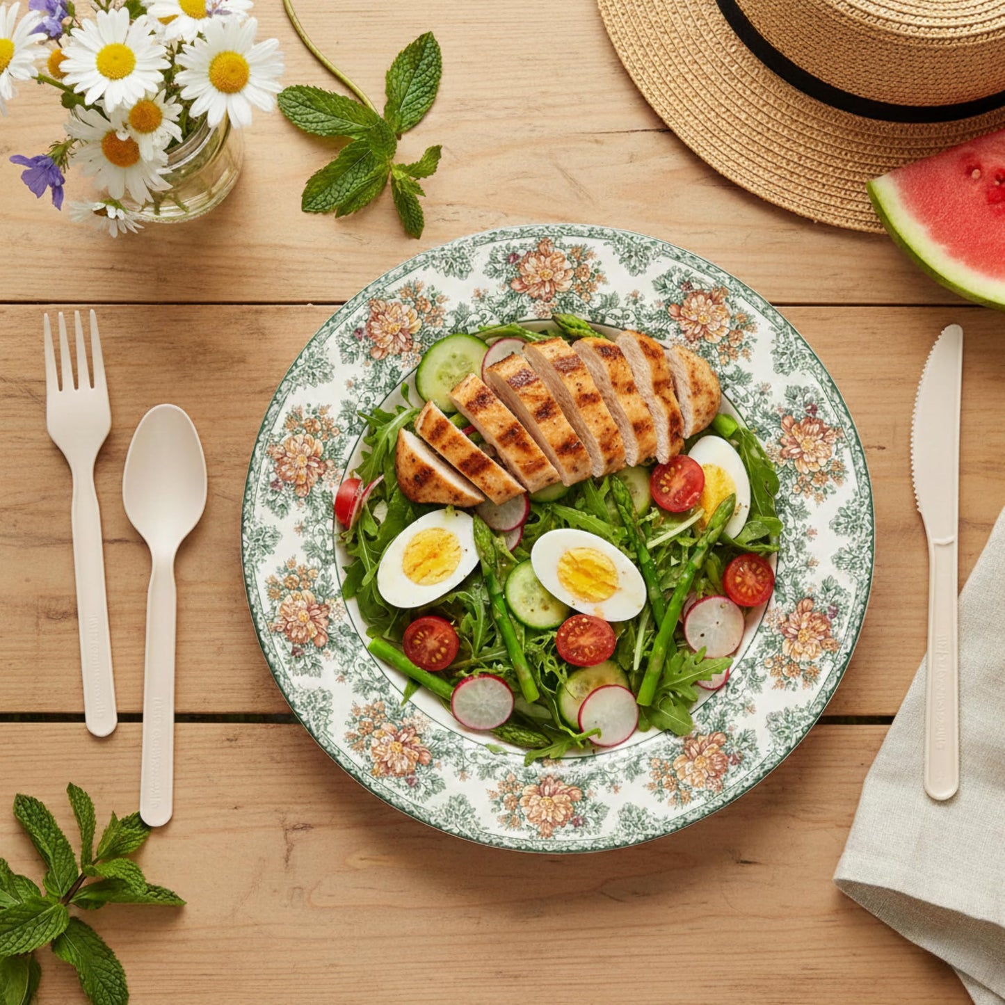 100% Compostable Cutlery Set - 300pc Disposable Forks, Spoons & Knives | Heavy-Duty 7" Plant-Based Utensils | Heat Resistant, Eco-Friendly Alternative