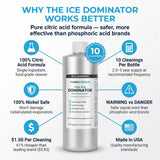 Think Crucial Ice Machine Cleaner & Descaler - THE ICE DOMINATOR - 10 Cleanings - Compatible with Scotsman Ice Machines - Nickel Safe Citric Acid