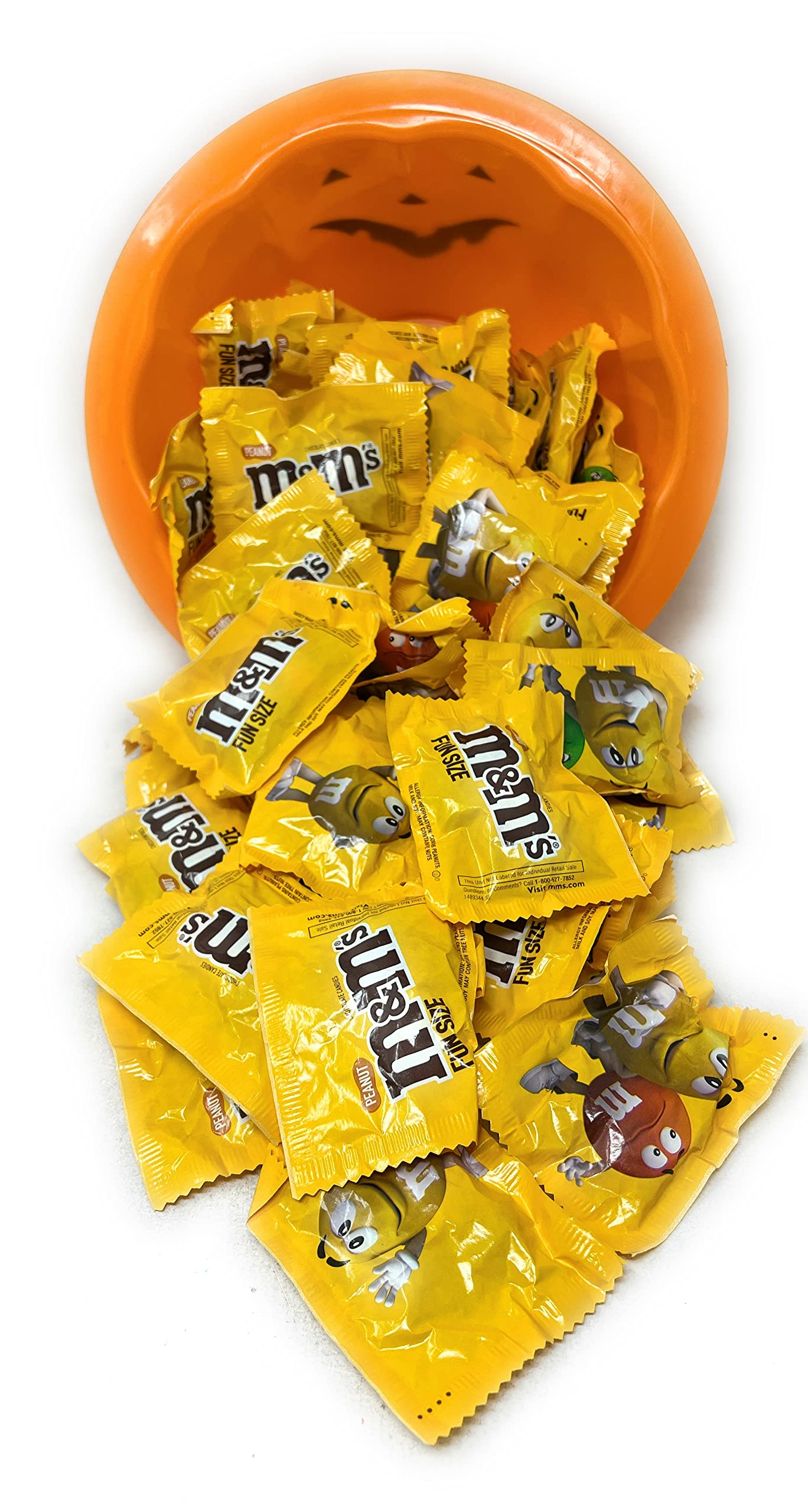 M&M Peanut Milk Chocolate Fun Size Bulk Packs 2 Lbs American Candy Single Serve Bulk Party Mix Packaged In Wholesale Pantry Bag (32 Oz)