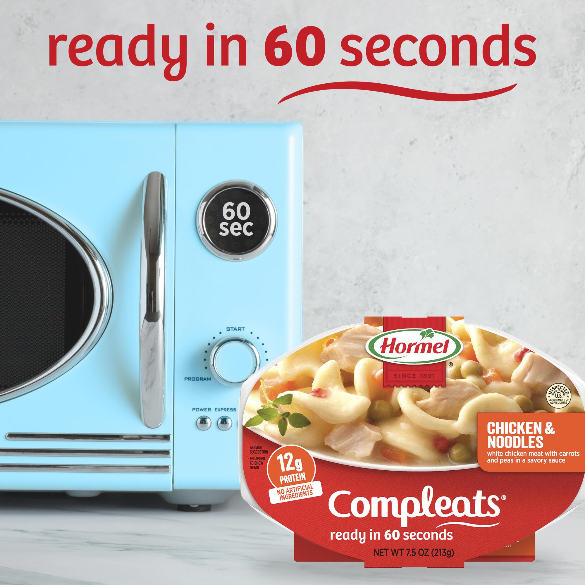 HORMEL COMPLEATS Chicken & Noodles Microwave Tray, 7.5 Ounces (Pack of 7)