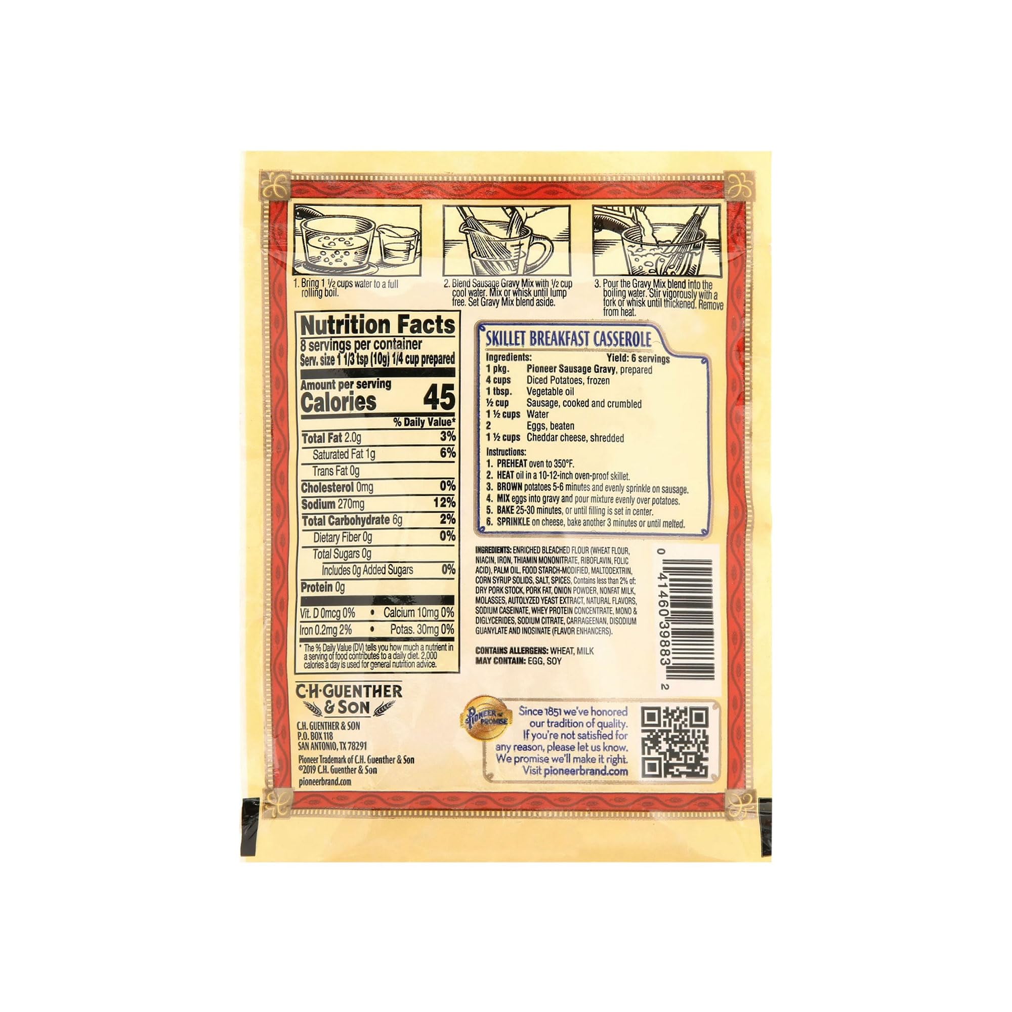 Pioneer Brand Country Gravy Mix, Sausage, 2.75 oz