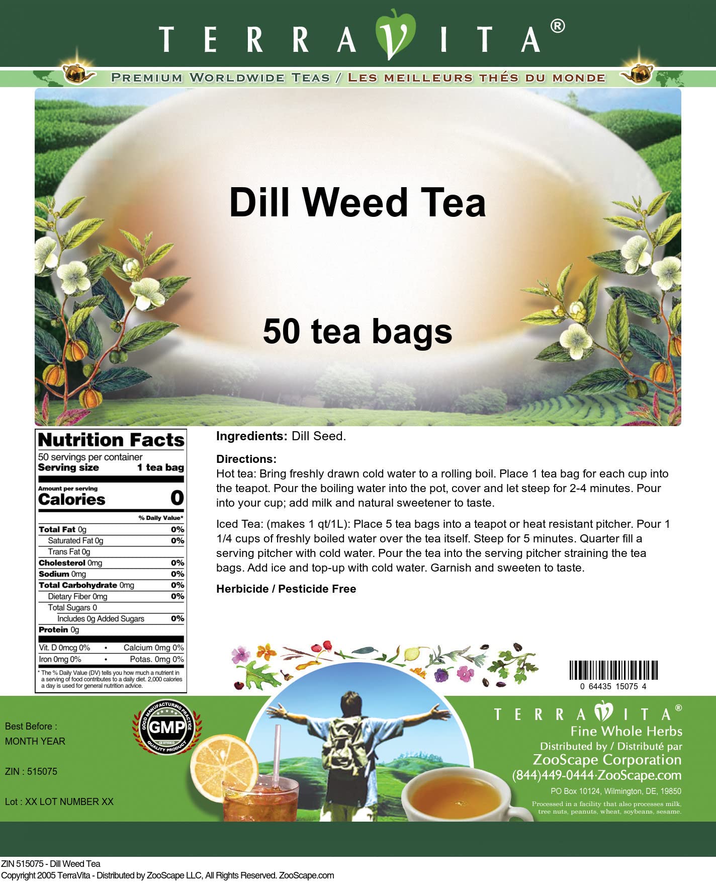 Dill Weed Tea (50 tea bags, ZIN: 515075)