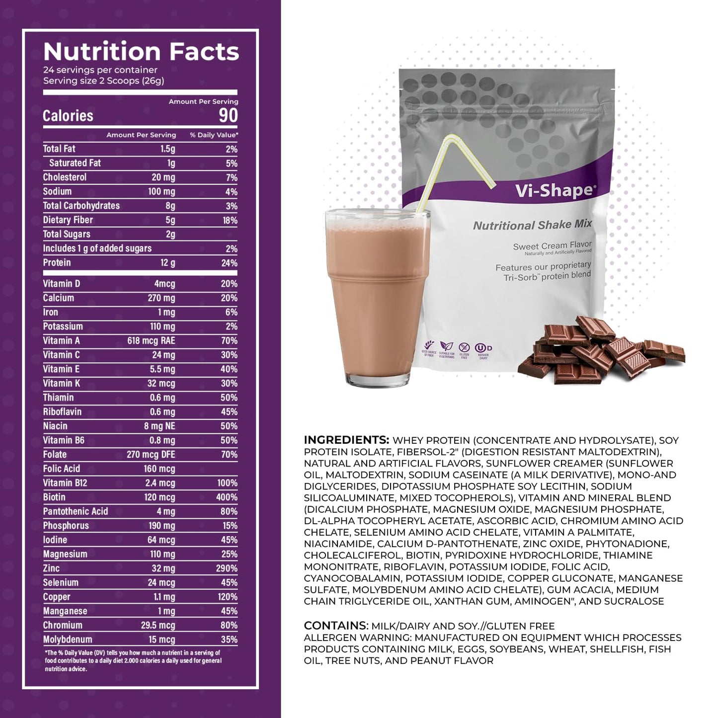 Chocolate Cardia + Vi-Shape - 1 Shake Pouch (24 Servings) + 1 Box Chocolate Mix-In (15 Servings) Delicious Chocolate Goodness, Formerly Known as