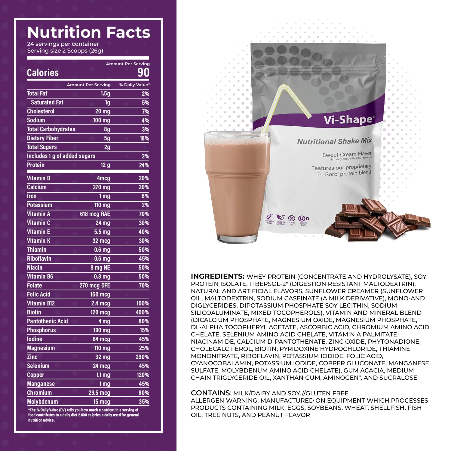 Chocolate Cardia + Vi-Shape - 1 Shake Pouch (24 Servings) + 1 Box Chocolate Mix-In (15 Servings) Delicious Chocolate Goodness, Formerly Known as
