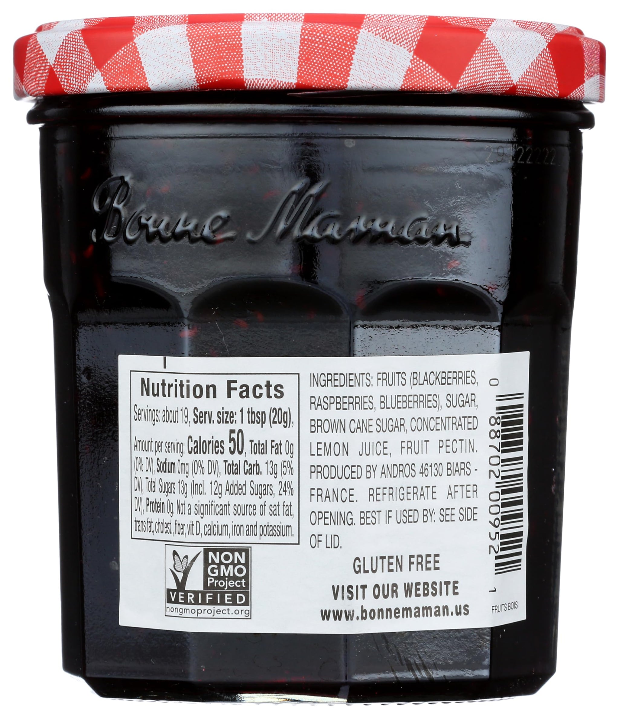 Bonne Maman Mixed Berry Preserves, 13 oz Glass Jars (Pack of 4) - Non-GMO, Made with Simple Ingredients