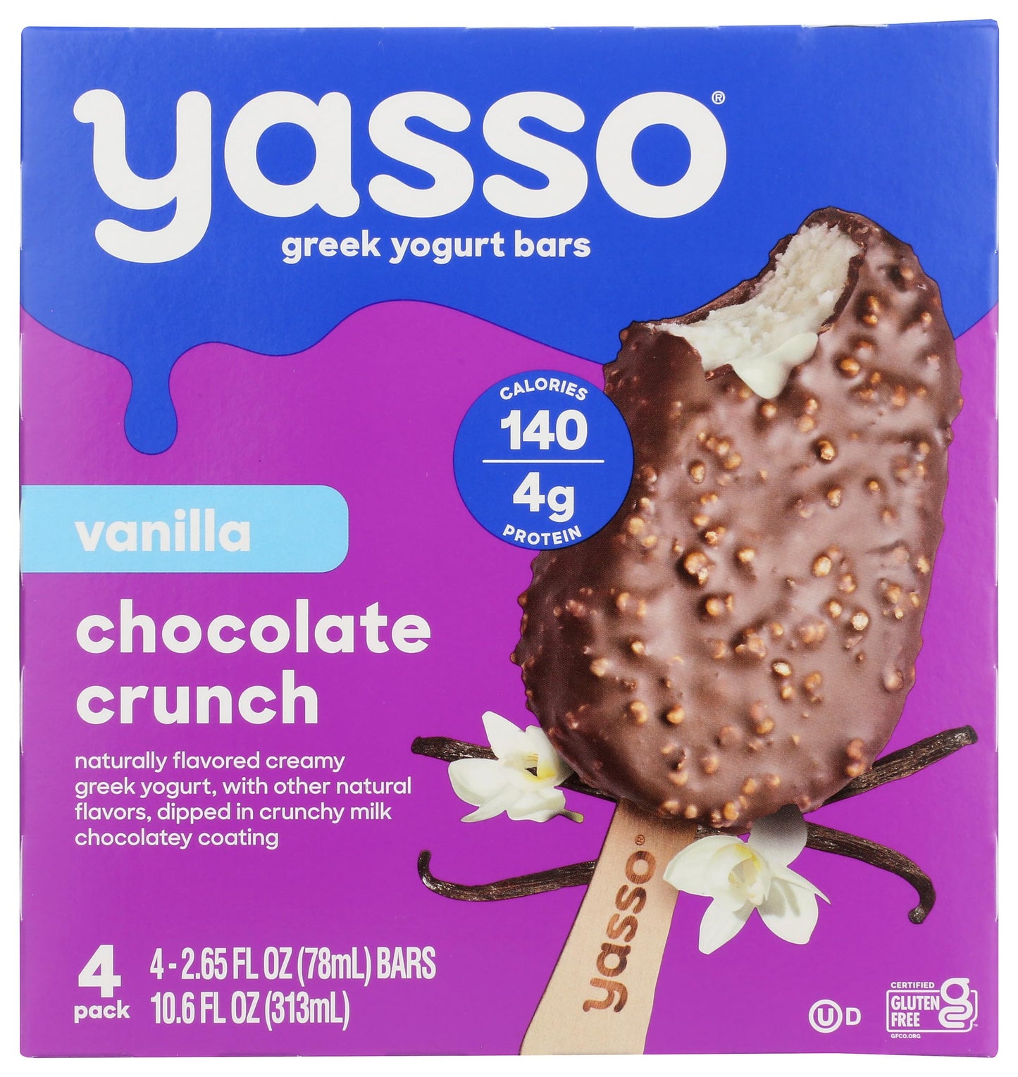 Yasso Vanilla Chocolate Crunch Frozen Yogurt Bars, 10.6 FZ
