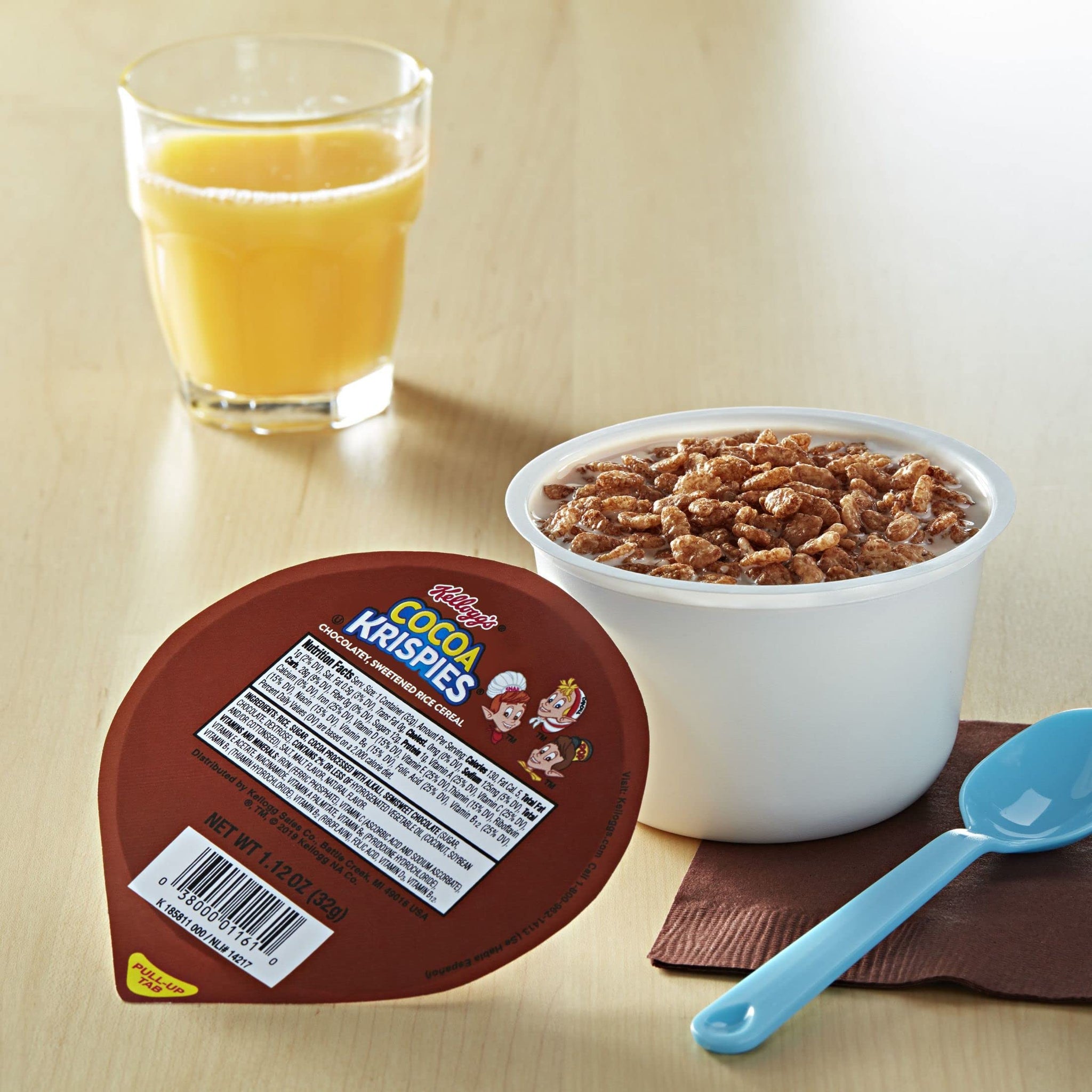 Cocoa Krispies Cold Breakfast Cereal Bowls, Kids Snacks, Original, 6.75lb Case (96 Bowls)