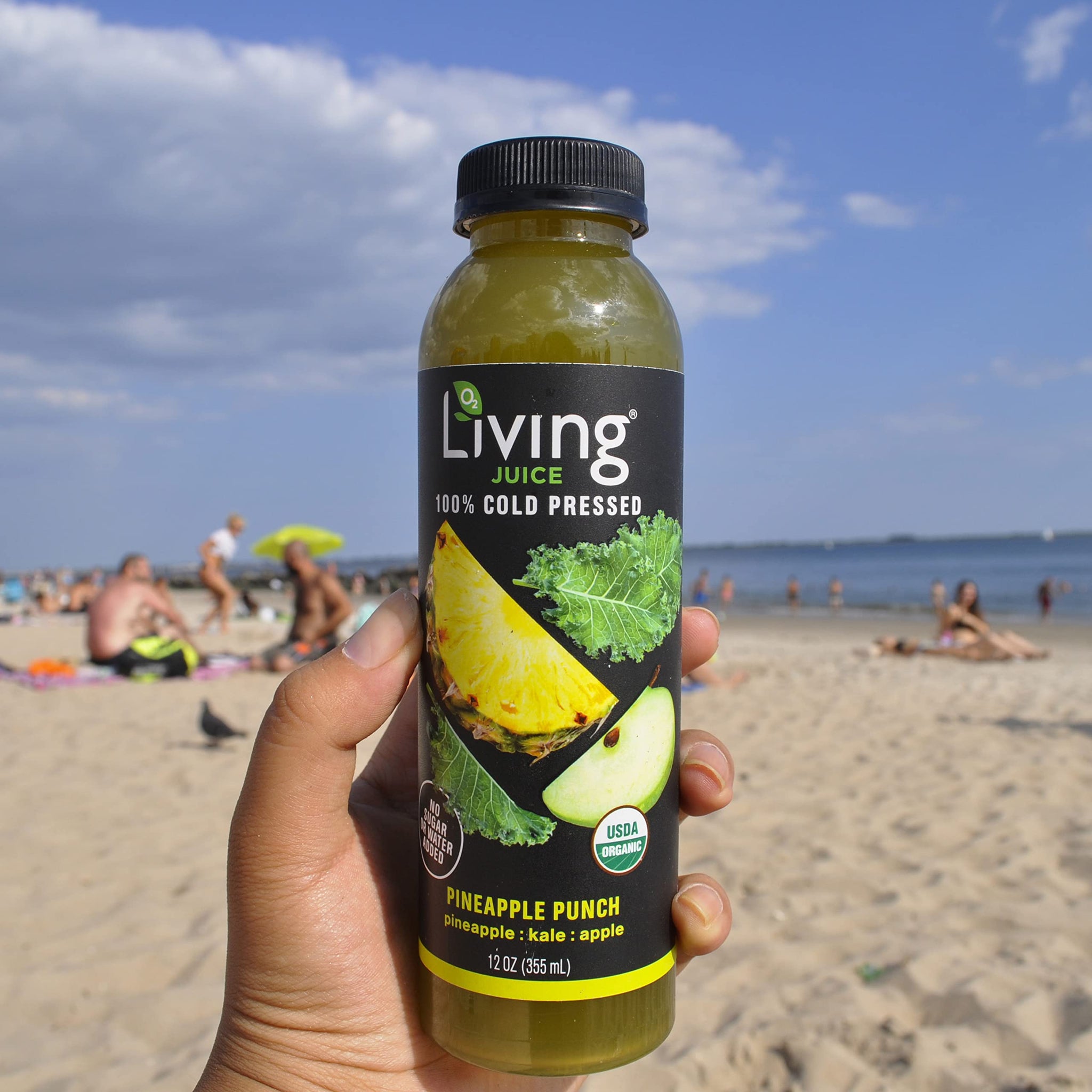 O2 Living Juice Cold Pressed Drink - Pineapple Punch Organic Juice Pack - No Added Sugars or Water, Naturally Sweetened from Fruits, Rich in Nutrients
