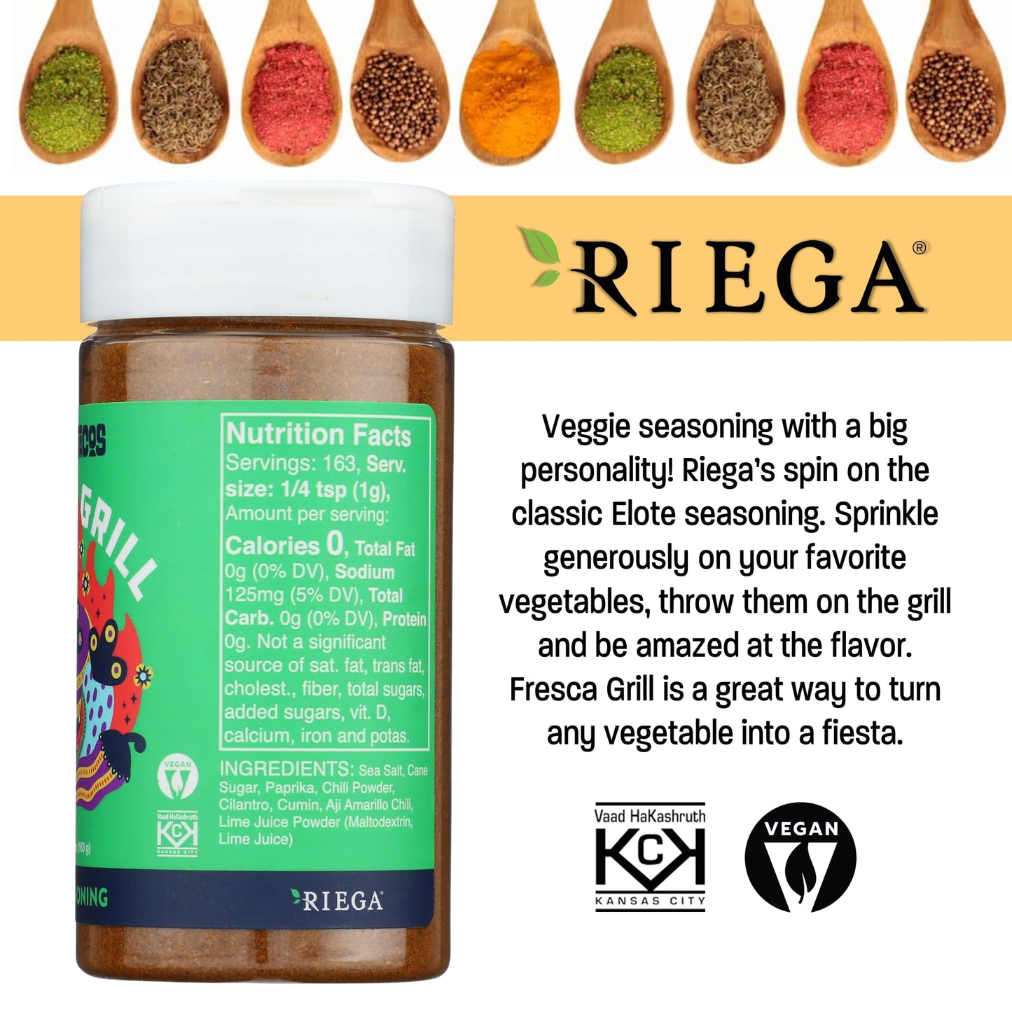 Riega Street Taco Grill Seasoning, Mexican Spice Blend for Cooking Authentic Meals, Fresca Grill, 5.95 oz