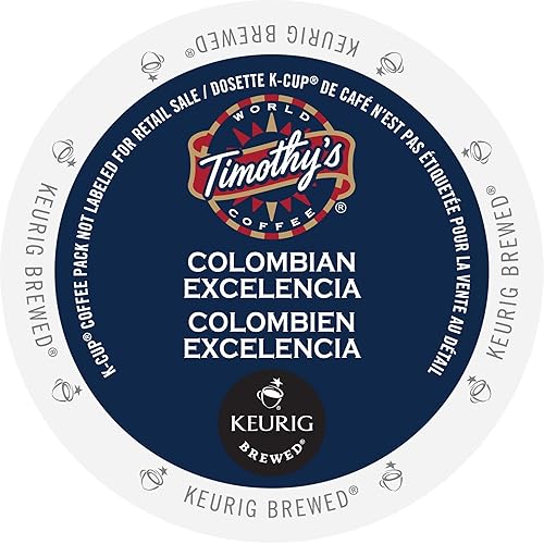 Timothy's World Coffee, Colombia Excelencia, K-Cup Portion Pack for Keurig K-Cup Brewers, 24-Count