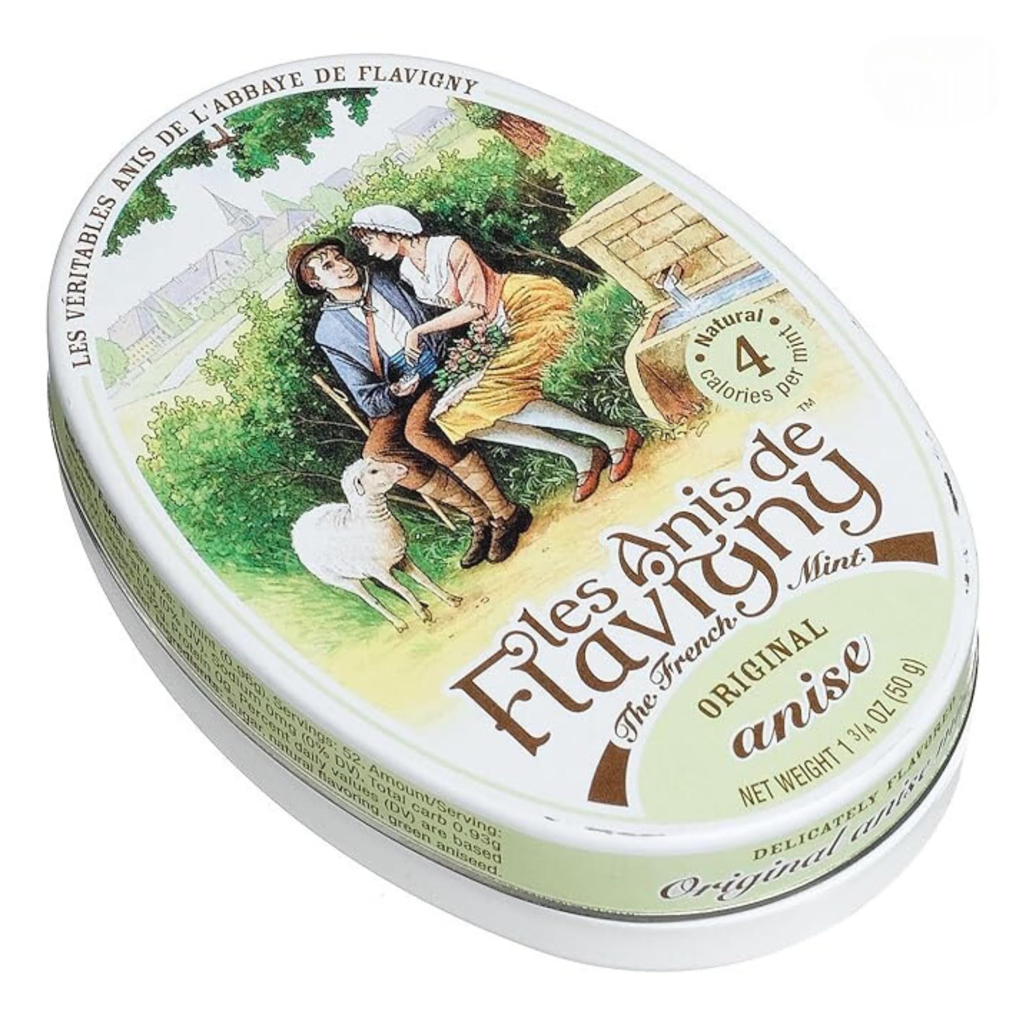 Les Anis de Flavigny French Mints Candy - Anise Flavor Hard Candy, Natural Gourmet Sweets in Classic Tin, 50g (1.75 oz)