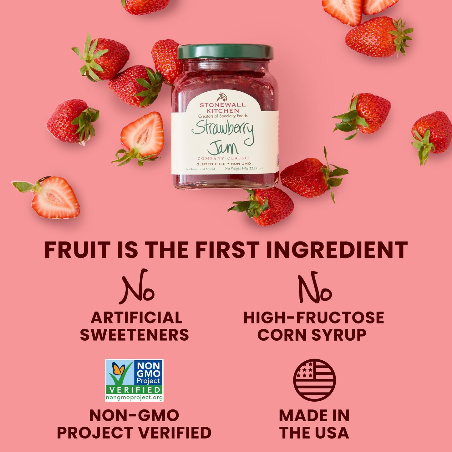 Stonewall Kitchen Strawberry Jam, Strawberry Jam Preserves, 12.5 Ounces